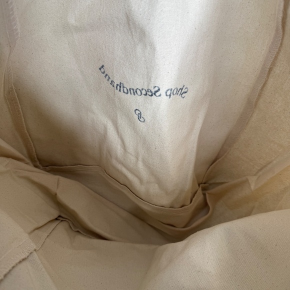 NWT Poshmark "Shop Secondhand " tote bag cream color with/rainbow striped straps - Picture 5 of 7